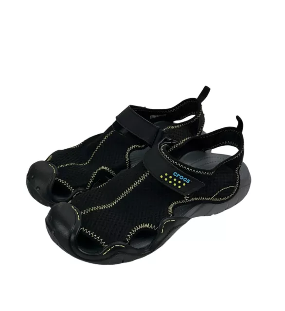 CROCS MEN'S SHOES Crocs Swiftwater Outdoor Shoes SZ 11 Black Mesh Deck ...