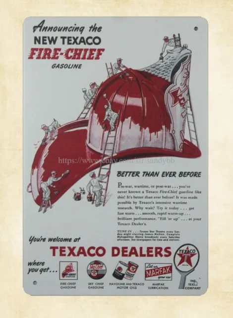 Texaco new 1946 fire chief metal tin sign home decor
