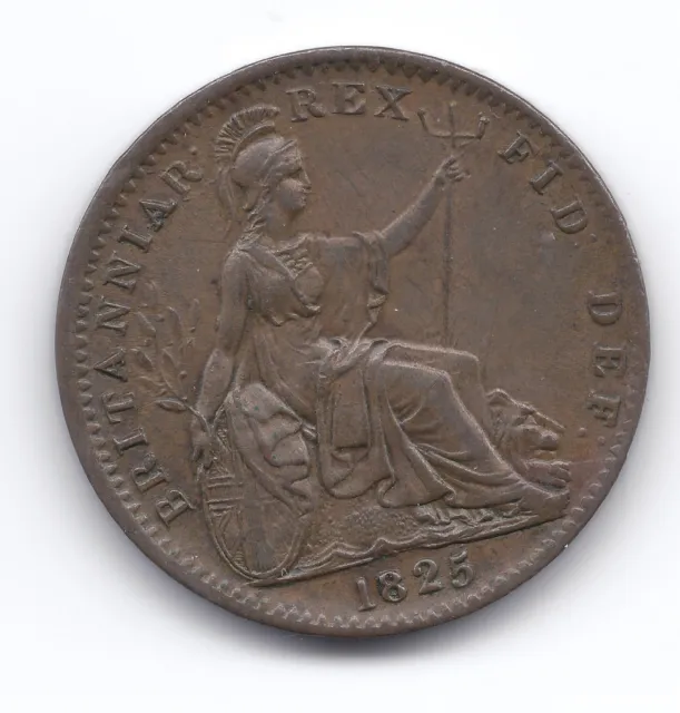 1825 OVER 5 Farthing UNC LUSTRE Superb example - very RARE 2