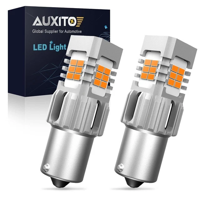 2x 3000K Error Free Amber 1156 7506 BA15S LED Turn Signal Rear Light Bulbs AUTO