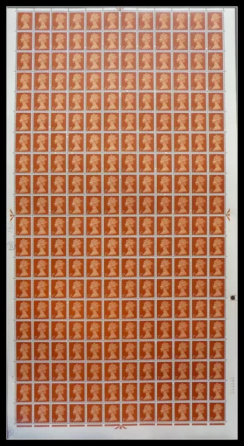 sg723 ½d Pre- Decimal machin Cyl 2 Dot with flaws FULL SHEET UNMOUNTED MINT