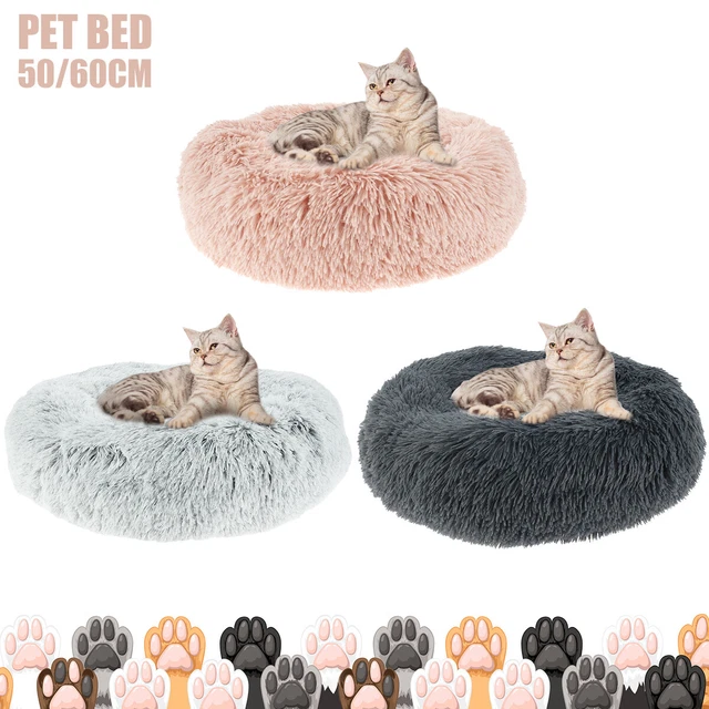 Pet Dog Cat Calming Bed Comfy Shag Warm Fluffy Bed Nest Mattress Fur Donut Pad