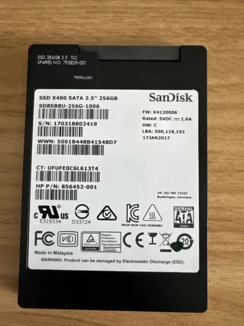 SanDisk X400 2.5 7MM 256GB SD8SB8U-256G-1012 SSD Internal Solid State Drive