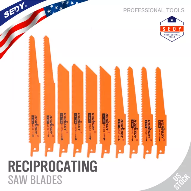 Reciprocating Saw Blades | 10pc Set Electric Metal Wood Pruning 1/2" plastic