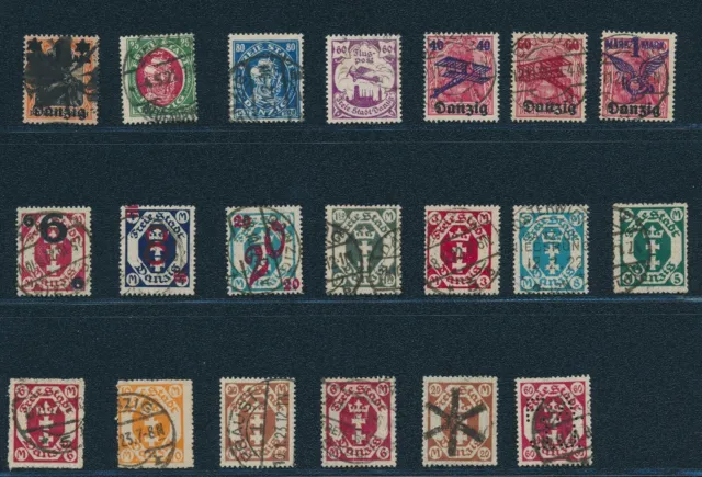 Briefmarken-Danzig 1921, Lot aus 20 gestempelten Werten in guter Erhaltung