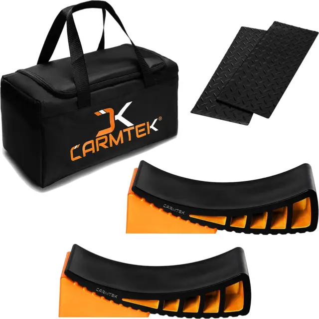 CARMTEK Camper Leveler Premium Kit - Curved RV Levelers with Camper Wheel Rubber