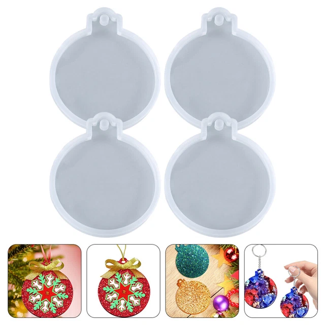 4pcs diy silicon runde plaqueform epoxy silikongussform scmas plaque dekor