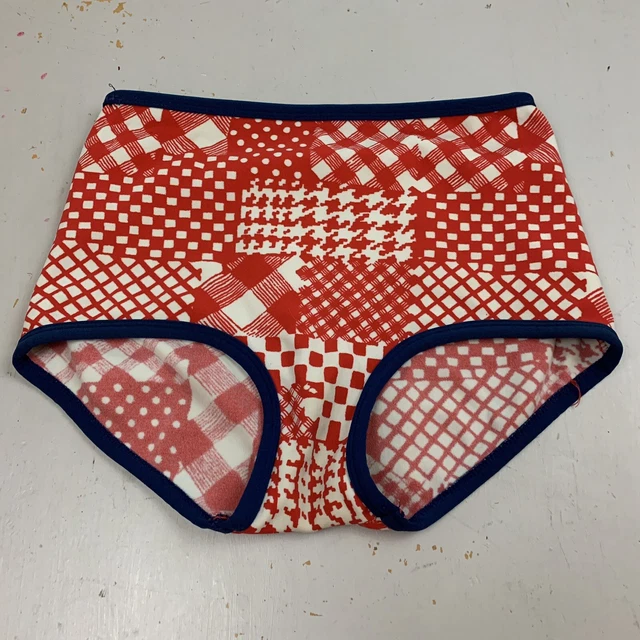 VTG 60s Rovi Sportswear Gingham Patchwork Polyester Swimwear Bikini Bottoms 26W