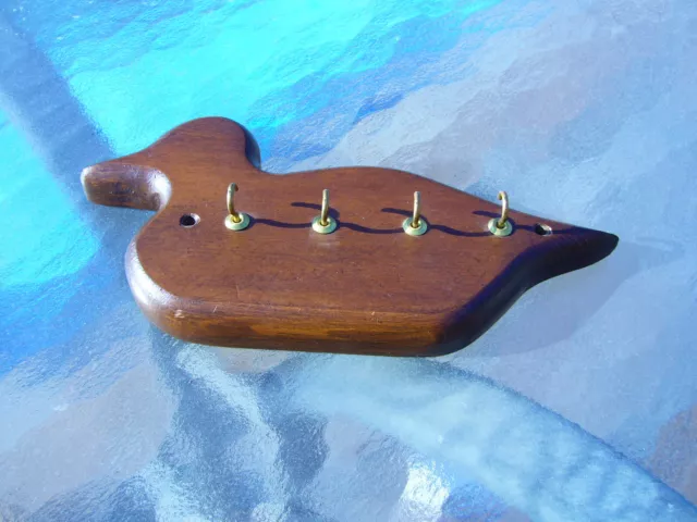 Wooden Duck hand made key chain/ring holder wall mount Cabin decor