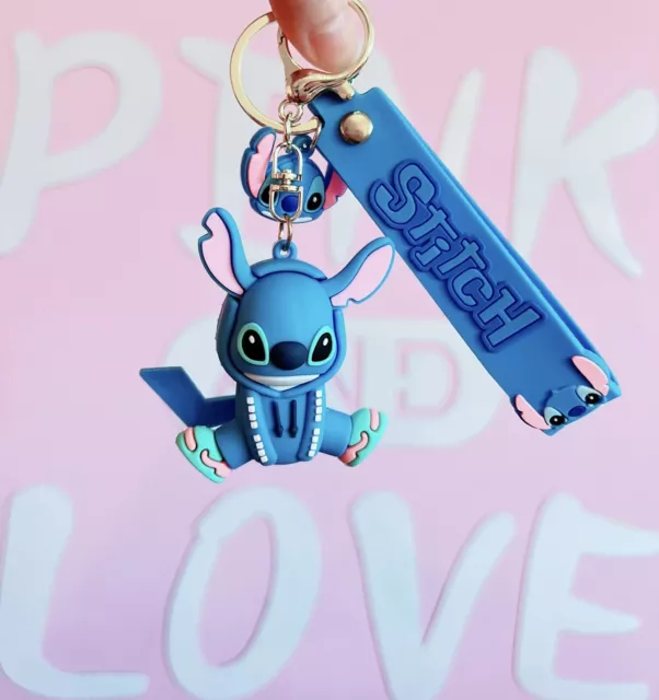 Stitch Hoodie Disney Keychain Keyring Pendant Bag Pom Charm
