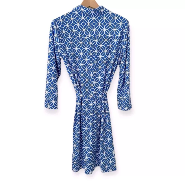 Donna Morgan Marlow Blue Geo Print Belted Shift Dress Size: 10 3