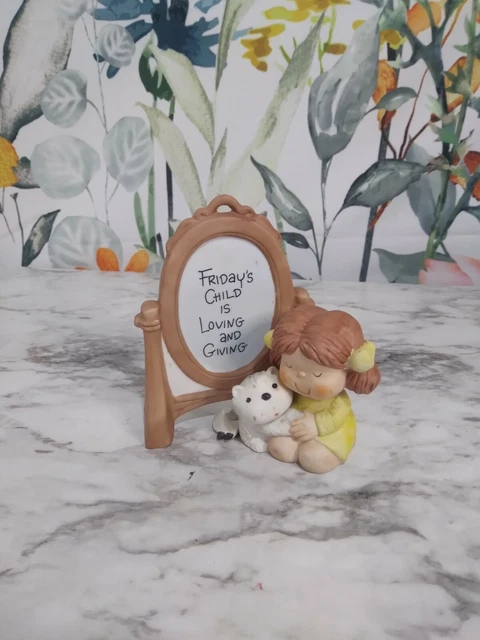 Vintage Dear God Kids Enesco 1983 "Fridays Child is Loving and Giving" Ceramic