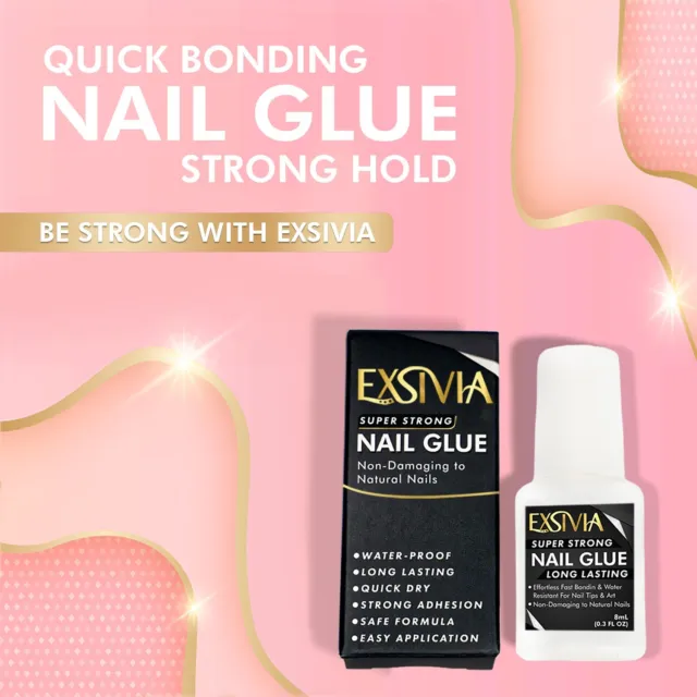 EXSIVIA Super Strong Nail Glue for Acrylic, Press-On, Fake Nails & Gel nails 2