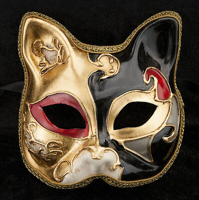 Mask from Venice Cat Gatto-Carnival-Muse Black Golden -2014-V82B