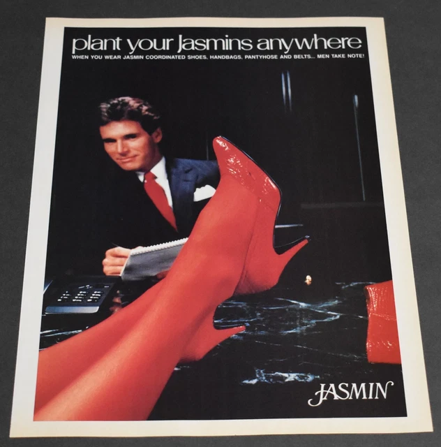 1986 PRINT AD Sexy Heels Long Legs Fashion Lady Red Jasmin Pantyhose ...