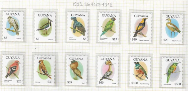 GUYANA 1995  BIRDS set of 12 MINT NH