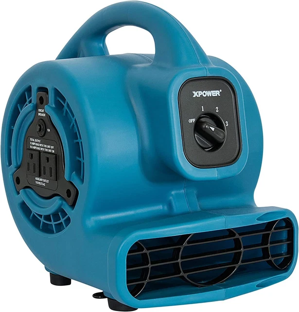 XPOWER P-80A Mini Mighty 138 W 600 CFM Centrifugal Air Mover, Blue, Black