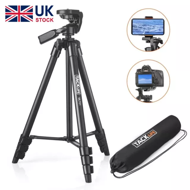 Lightweight TACKLIFE Aluminium Tripod Stand for Camera, DSLR or Phone - 53"/2kg