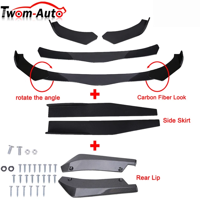 CARBON BLACK CAR Fiber Look Front Bumper Spoiler Body Kit / Side Skirt