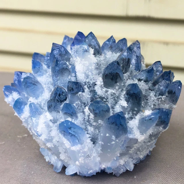 366g  New Find blue Phantom Quartz Crystal Cluster Mineral Specimen Healing 7