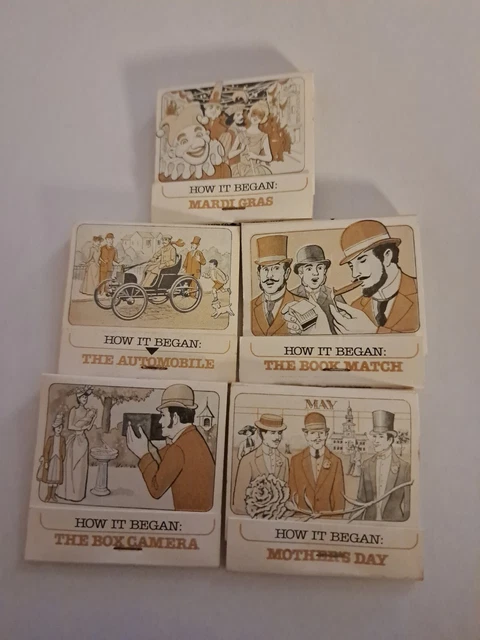 Diamond Match Co How It Began Series Lot Of 5 Unused Matchbooks
