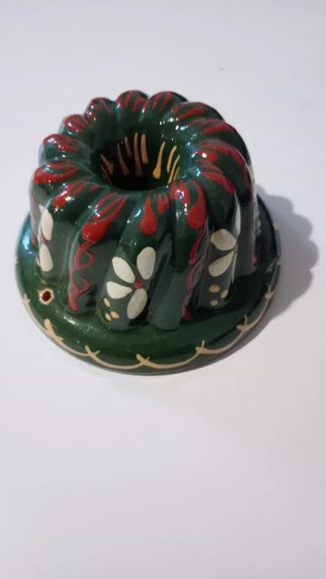 Moule à Kouglof En Terre Cuite – Décor Alsacien Beige Et Rouge – Très Sympa – Occasion
