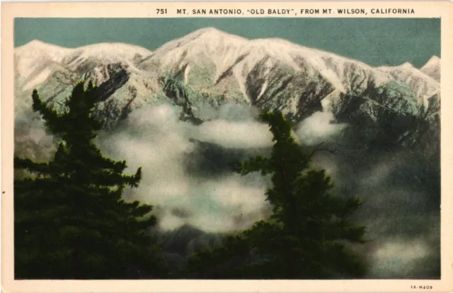 MOUNT SAN ANTONIO Old Baldy from MT WILSON OBSERVATORY California Postcard