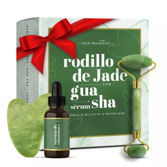 Gua Sha Facial y Rodillo Facial de Jade, Masajeador Facial de Jade Piedra con