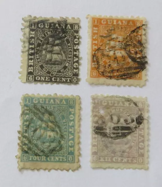 British Guiana 1866 - 69 QV ships small collection used