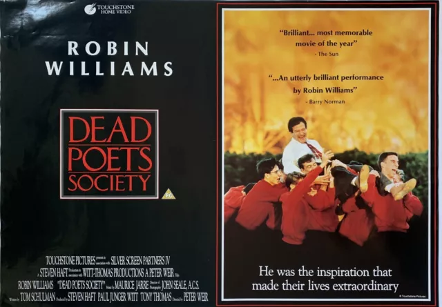 Robin Williams Dead Poets Soceity 23.5” X 33.5” Original Video Store Poster Vgc