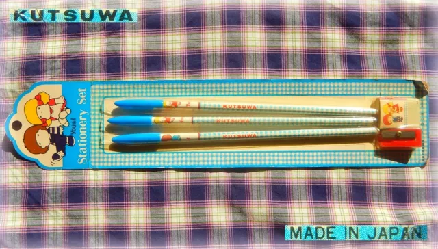 Rare VINTAGE stationery 1980 KUTSUWA You&I Pencil Eraser Matite Gommina Blister