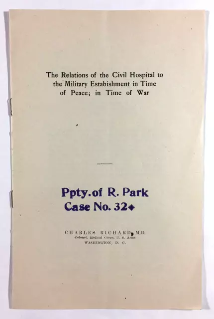 Civil Hospital And Military Establishment In Peace And War Charles Richard 1912