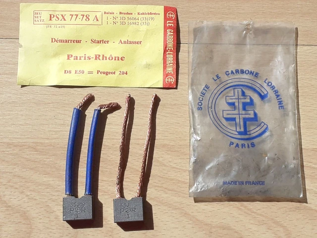 Jeu De 2 Balais Charbons Démarreur Paris-Rhône D8 E22 L25 - Pour Peugeot 203 C, 403 - Ancien Stock Garagiste