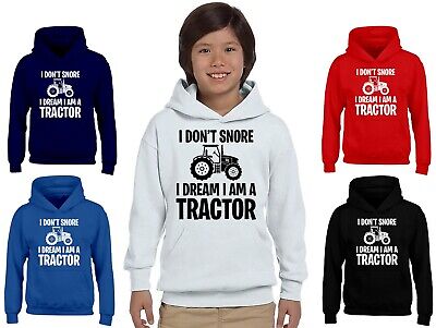 I Don't Snore I Dream I'm A Tractor Kid's Hoodie Funny Christmas Boy's Gift Tops
