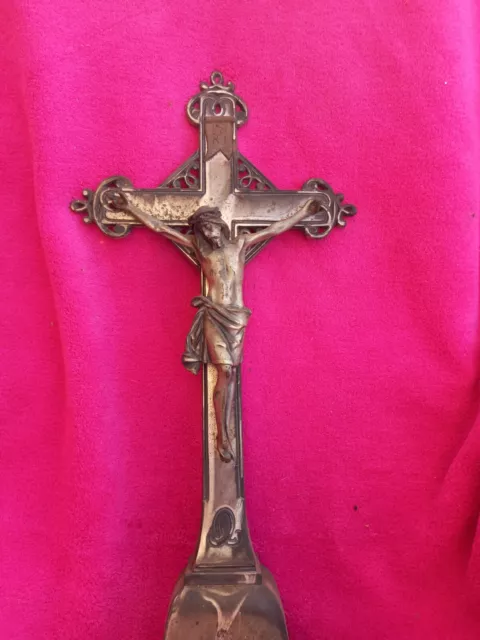 1925 Jesus Kreuz Höhe 54cm aus Zinn sehr schwer Standkreuz 3
