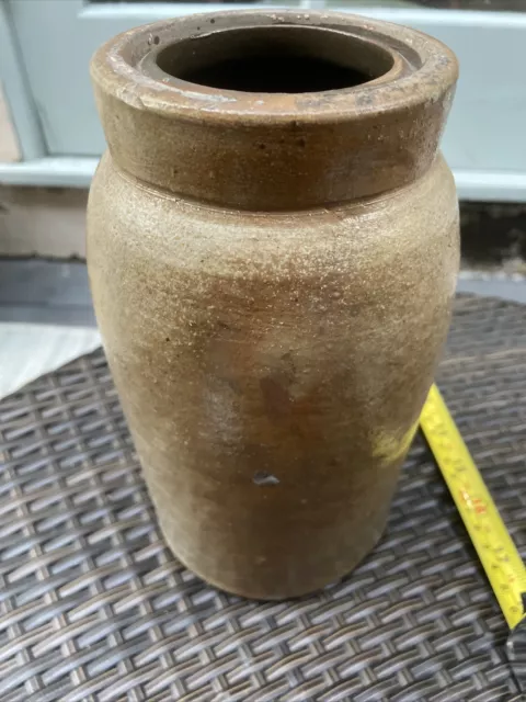 Antique Salt Glazed Stoneware Light Brown No Lid Excellent Used Condition 4 Age