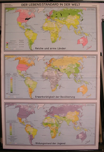 SCHOOL WALL MAP School Map World Earth World Live Standard 1970 ...