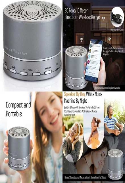 Sound Oasis Sleep Machine, Bluetooth Speaker Big Bass Sound, Silver