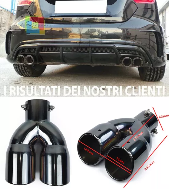 Mercedes A W176 2012 Al 2018 Terminali Di Scarico Acciaio Inox Nero Lucido Amg