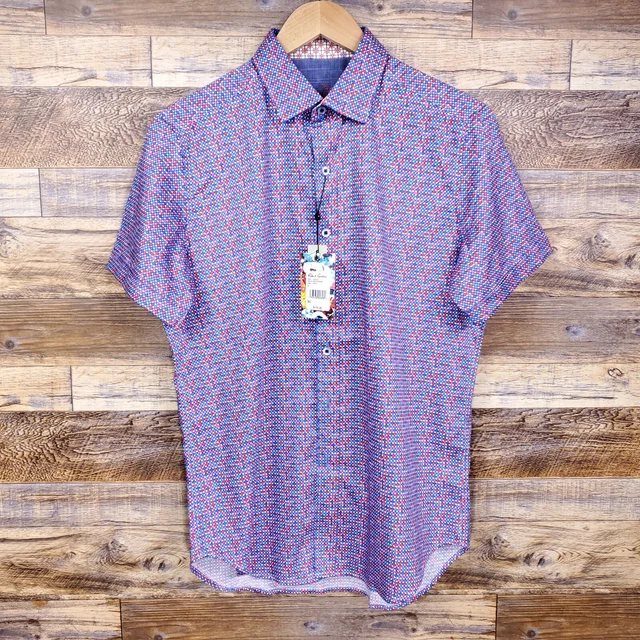 Robert Graham Polka Dot Size Small Colorful Short Sleeve Shirt - $178 NWT