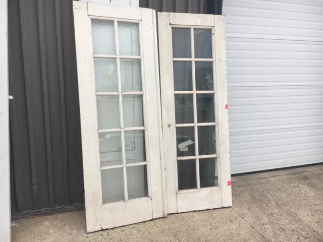 pair c1904 antique salvaged French doors New Britain CT 83.25" h x 30" x 1 7/8"