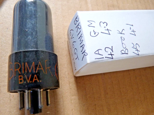 Brimar 6V6GT  Orange Print on  Black Base Early Type  NOS Valve Tube  DEC23