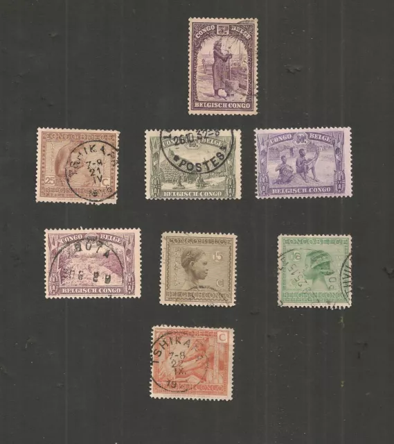 Congo Belge Lot De 8 Timbres Anciens