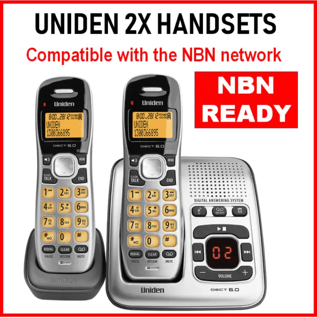 2x NBN Compatible Handset Cordless Phone Telephone Home Office Answering Machine