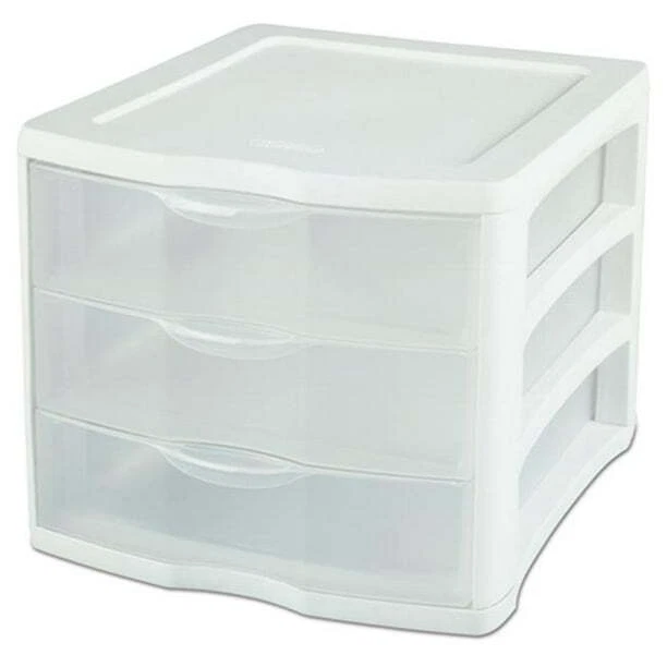 3 DRAWER PLASTIC Storage Drawers Containers Clear Rack
