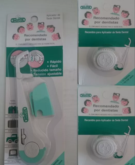 Hilo dental. Aplicador con carrete + 2 carretes de repuesto. Seda dental