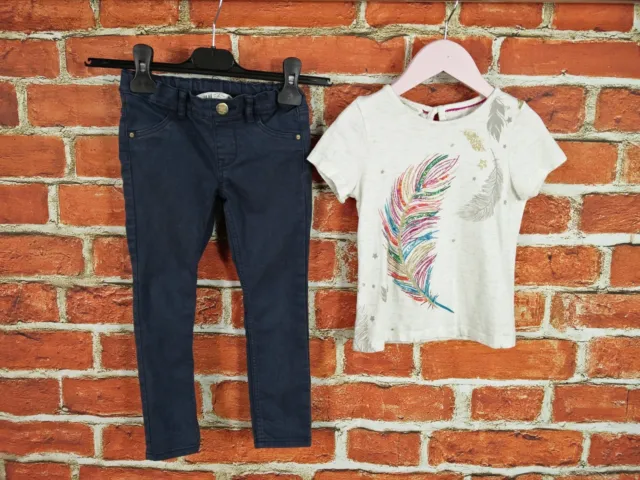 Girl Bundle Age 3-4 Year H&M Monsoon Chino Jeans T-Shirt Short Sleeve Kids 104Cm