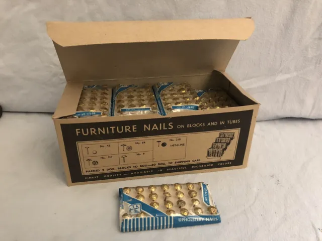 NOS Holland 9H Hammered Brass Upholstery Nails Tacks 24 Packs X 24 = 576/Box