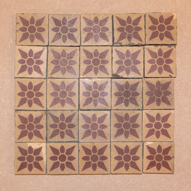 Antique Salvage Original Victorian Encaustic Decorative rare tiles 2 1/4" (54mm)