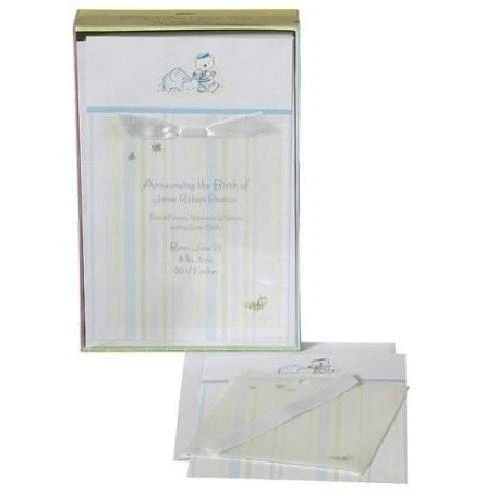 50 SWEET ELEPHANT BABY BOY ANNOUNCEMENTS SET Blue Printable Gartner Studios NEW